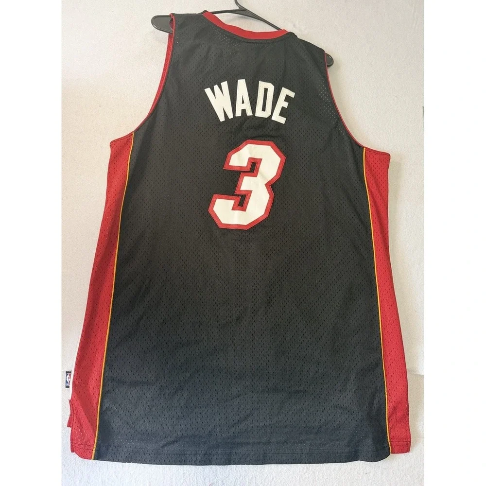 Dwayne Wade Miami Heat Authentic NBA Jersey Reebox XL Length +2 Black Sewn #3
